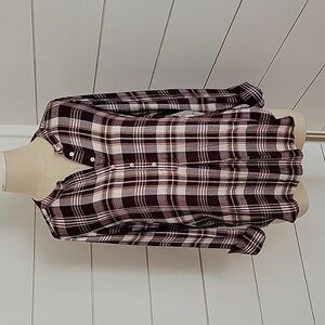 LOFT Ann Taylor XS plaid 1/2 button down shirt
